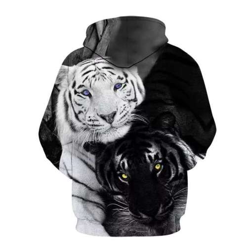 Black White Tiger Hoodie