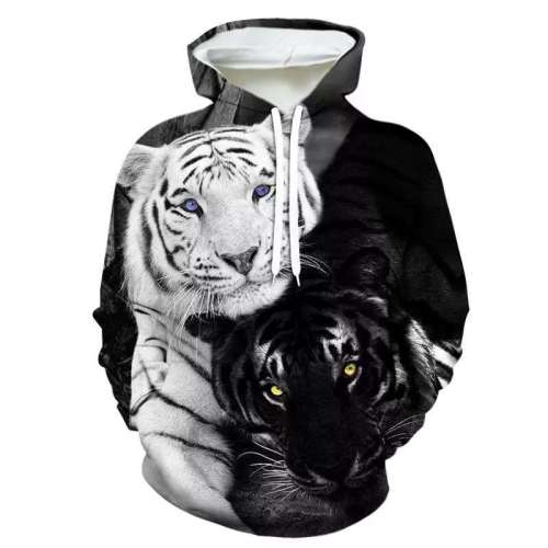 Black White Tiger Hoodie