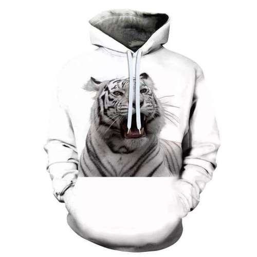 White Tiger Face Hoodie