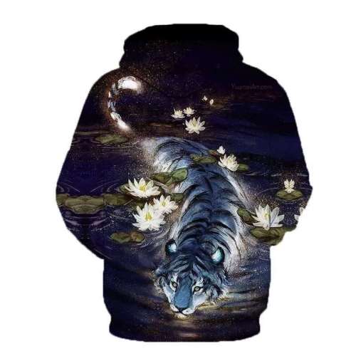 Family Matching Hoodies Unisex Tiger Print Pullover Sweatshirt