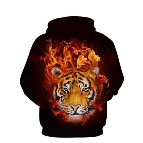 Tiger Hoodie With Fire