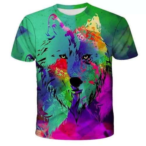 Family Matching T-shirts Unisex Wolf Print Tops