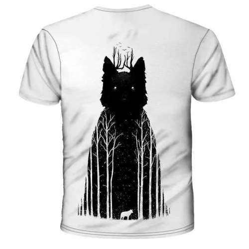 Family Matching T-shirts Unisex Wolf Print Tops