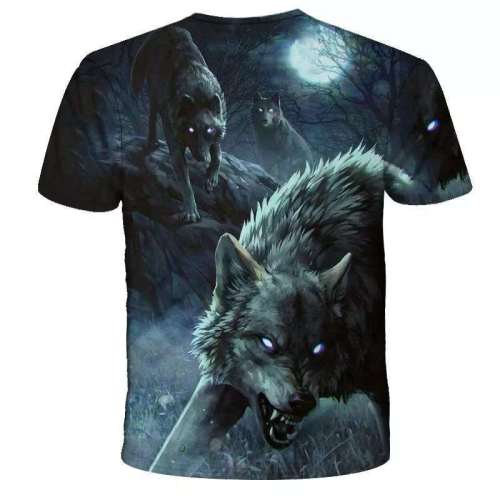 Family Matching T-shirts Unisex Wolf Moon Print Tops