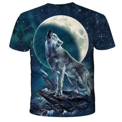 Family Matching T-shirts Unisex Wolf Moon Print Tops