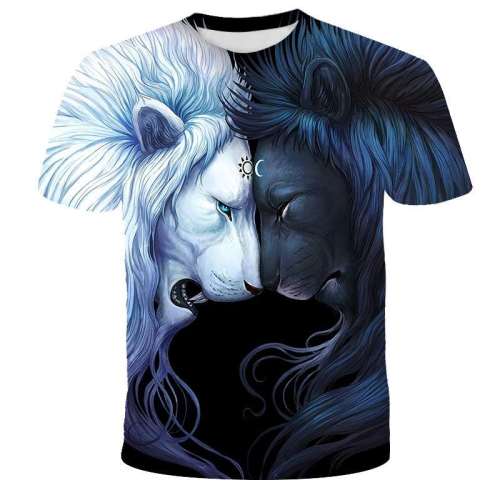 T-shirt With 2 Lions Print