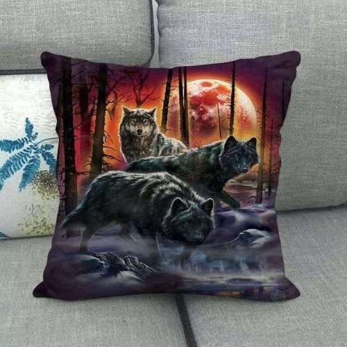 Black Wolf Pillow