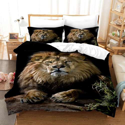 3D Lion Print Duvet Cover Bedding Set