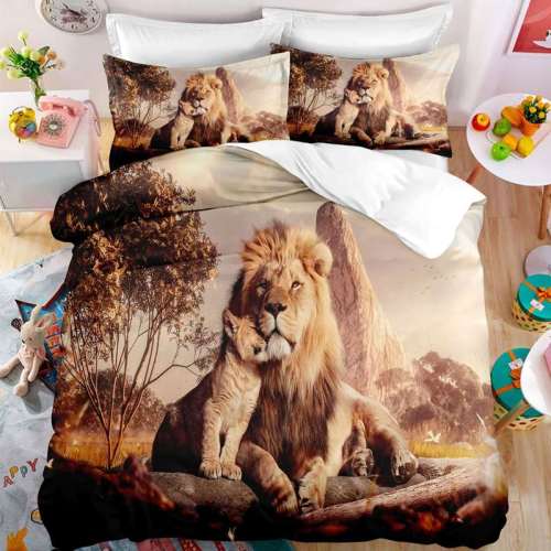 3D Lion Print Duvet Cover Bedding Set