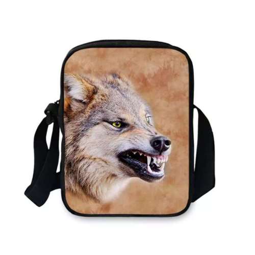 Wolf Print Oxford Crossbody Bag With Adjustale Strap