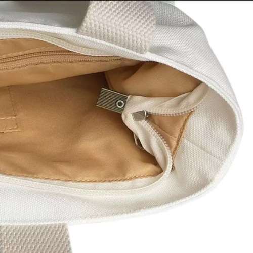 Zipper Closure Handbag Wolf Print Canvas Shoulder Tote Bag With Large Capacity
