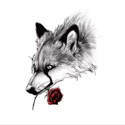Flower Wolf Tattoo