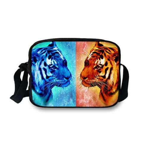 Tiger Print Oxford Crossbody Bag With Adjustale Strap