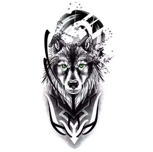 Unisex Temporary Wolf Tattoo Sticker