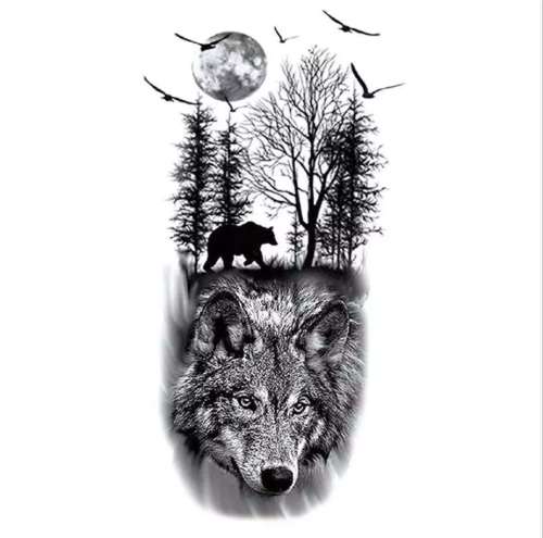 Bear And Wolf Tattoo