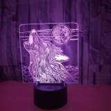 3D Colorful Wolf Design LED Night Lamp