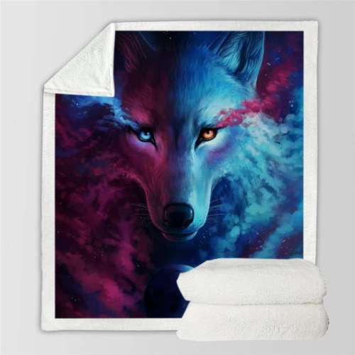 Galaxy Wolf Blanket