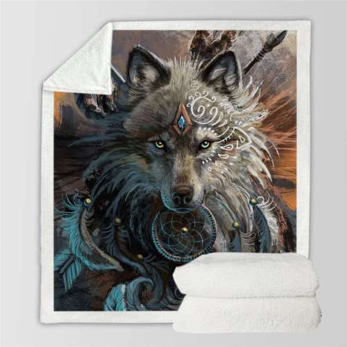 Native Wolf Blanket