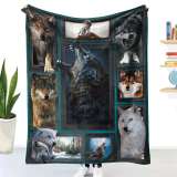 3D Wolf Print Double Flannel Plush Thick Throw Blanket