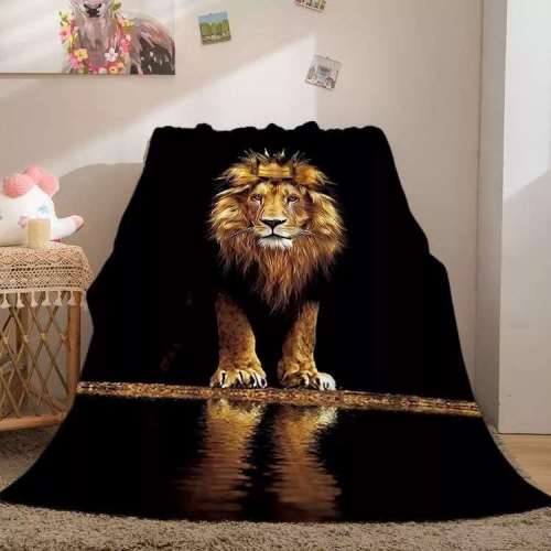 3D Lion Print Flannel Thick Sofa Throw Blanket