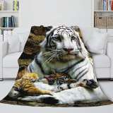 3D Tiger Print Flannel Thick Sofa Throw Blanket
