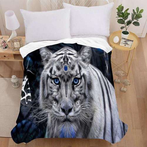 3D Tiger Print Cotton Plush Thick Throw Blanket