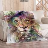 3D Lion Print Flannel Thick Sofa Throw Blanket