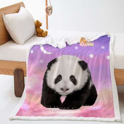 3D Panda Print Cotton Plush Thick Throw Blanket