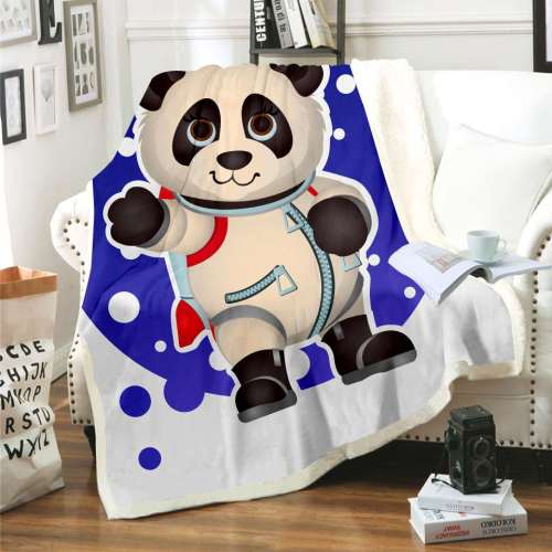 3D Panda Print Cotton Plush Thick Throw Blanket