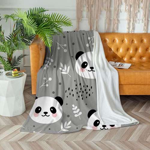 3D Panda Print Flannel Thick Sofa Throw Blanket