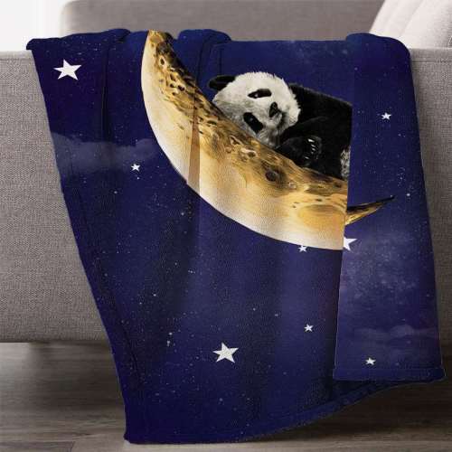 3D Panda Print Flannel Thick Sofa Throw Blanket
