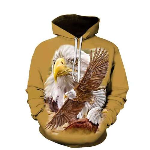Family Matching Hoodies Unisex Eagle Print Pullover Sweatshirt