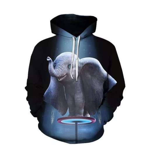 Family Matching Hoodies Unisex Elephant Print Pullover Sweatshirt