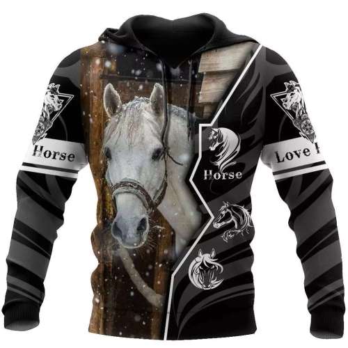 Unisex Horse Print Pullover Sweatshirt Hoodies