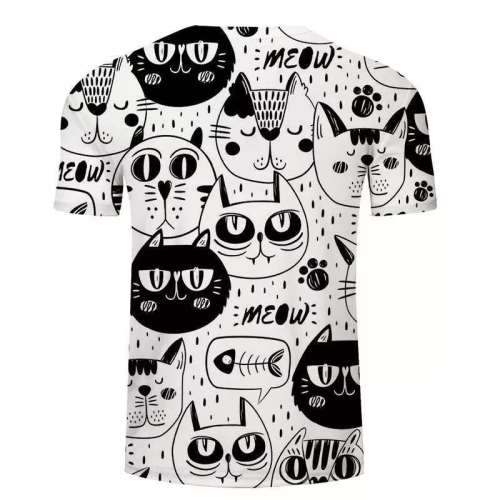 Family Matching T-shirts Unisex Cartoon Cat Print Tops