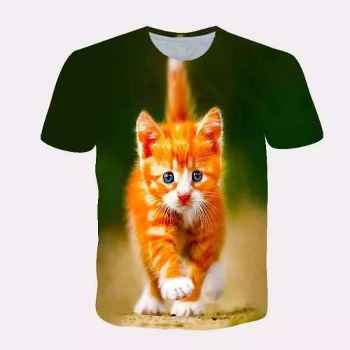 Family Matching T-shirts Unisex Christmas Theme Cat Print Tops