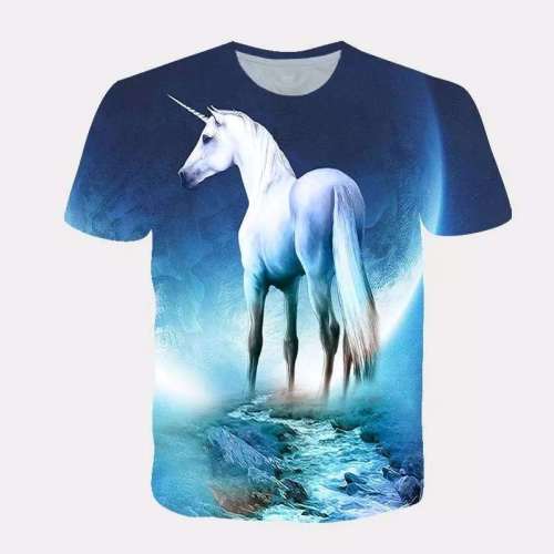 Family Matching Tshirts Unisex Horse Unicorn Print Top
