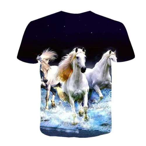 Family Matching Tshirts Unisex Horse Print Top