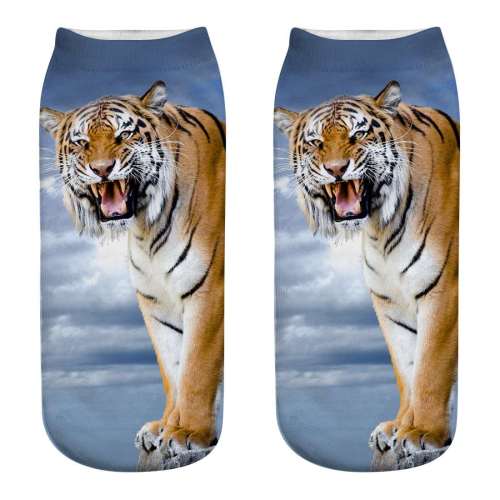 Unisex 3D Tiger Print Cotton Ankle Socks