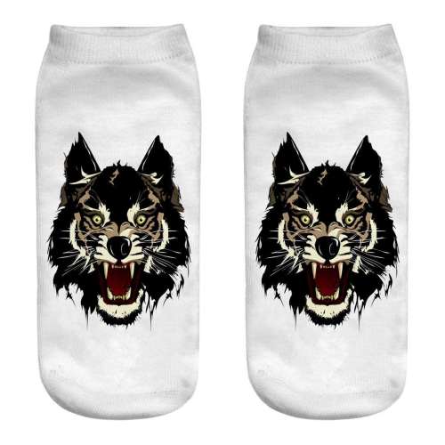Unisex 3D Wolf Print Cotton Ankle Socks