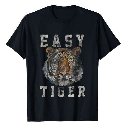Unisex Tiger Print Short Sleeve Tops T-shirts