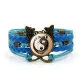 Unisex Gemstone Wolf Butterfly Bracelet