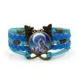 Unisex Gemstone Wolf Butterfly Bracelet