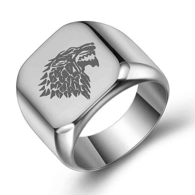 Wolf Mens Ring