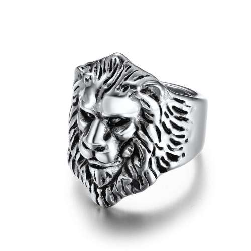 Hiphop Men Titanium Steel Lion Ring