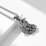 Stainless Steel Wolf Moon Howl Necklace
