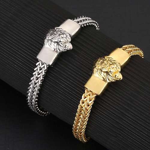 Unisex Hiphop Stainless Steel Lion Bracelet Jewelry