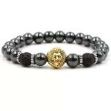 Unisex Black Beaded Lion Bracelet Jewelry