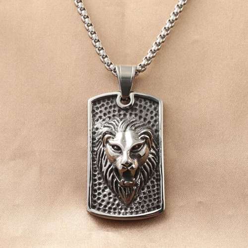 Silver Lion Pendant Necklace