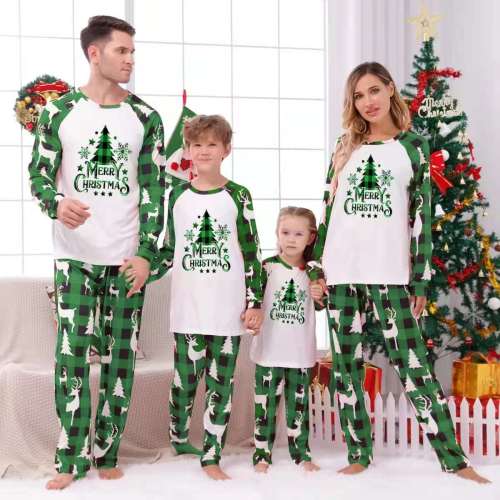 Plus Size Christmas Family Matching Sleepwear Pajamas Merry Christmas Tree White Sets